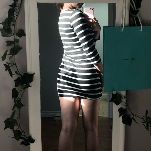 Black and white striped long sleeve mini dress - Picture 3 of 3
